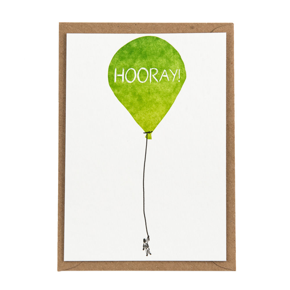 Letterpress card 'hooray balloon'