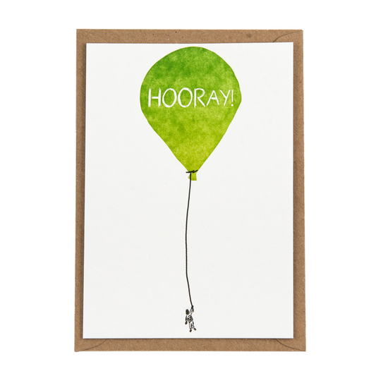 Letterpress card 'hooray balloon'