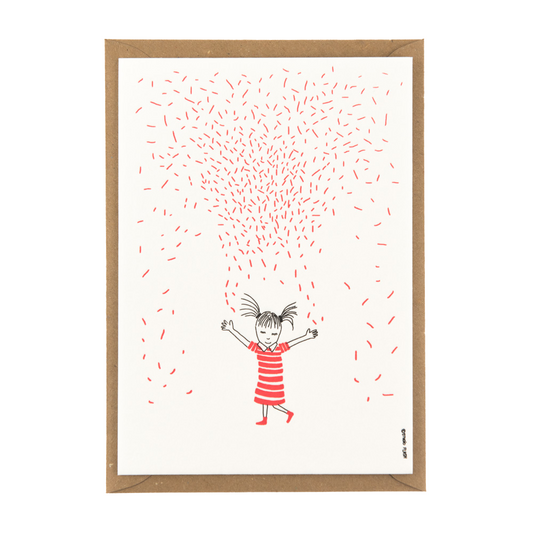 Letterpress card 'confettigirl'