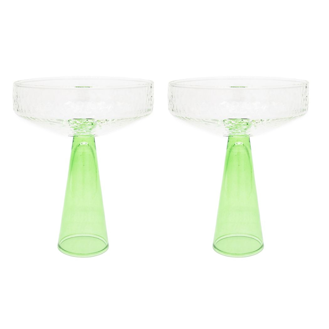 Coupe Claude, clear / green, set of 2