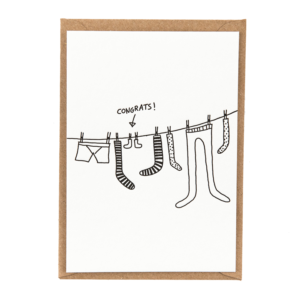 Letterpress card 'washing line'