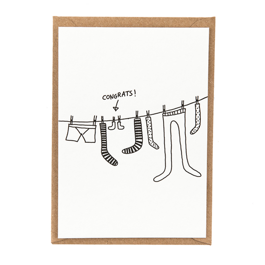 Letterpress card 'washing line'