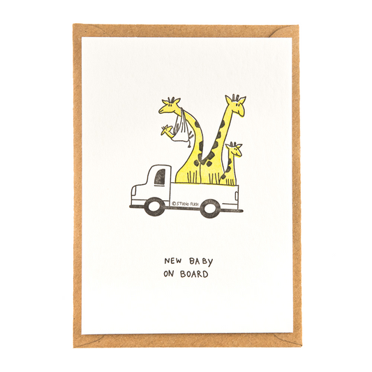 Letterpress card 'giraffe family'
