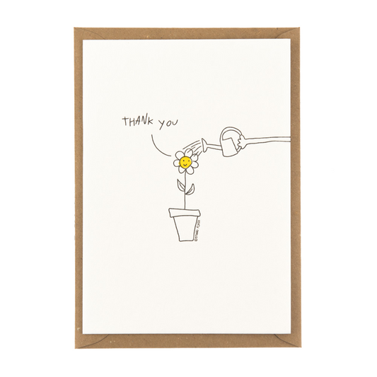 Letterpress card 'thank you flower'