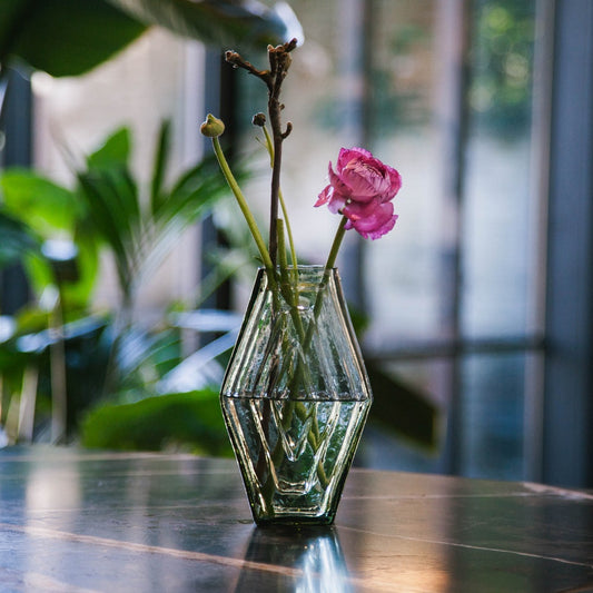 Vase small, Infinite Hexagon, smokey green