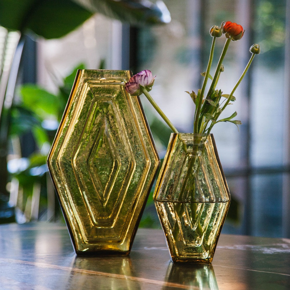 Vase large, Infinite Hexagon, amber