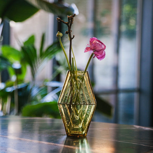 Vase small, Infinite Hexagon, amber