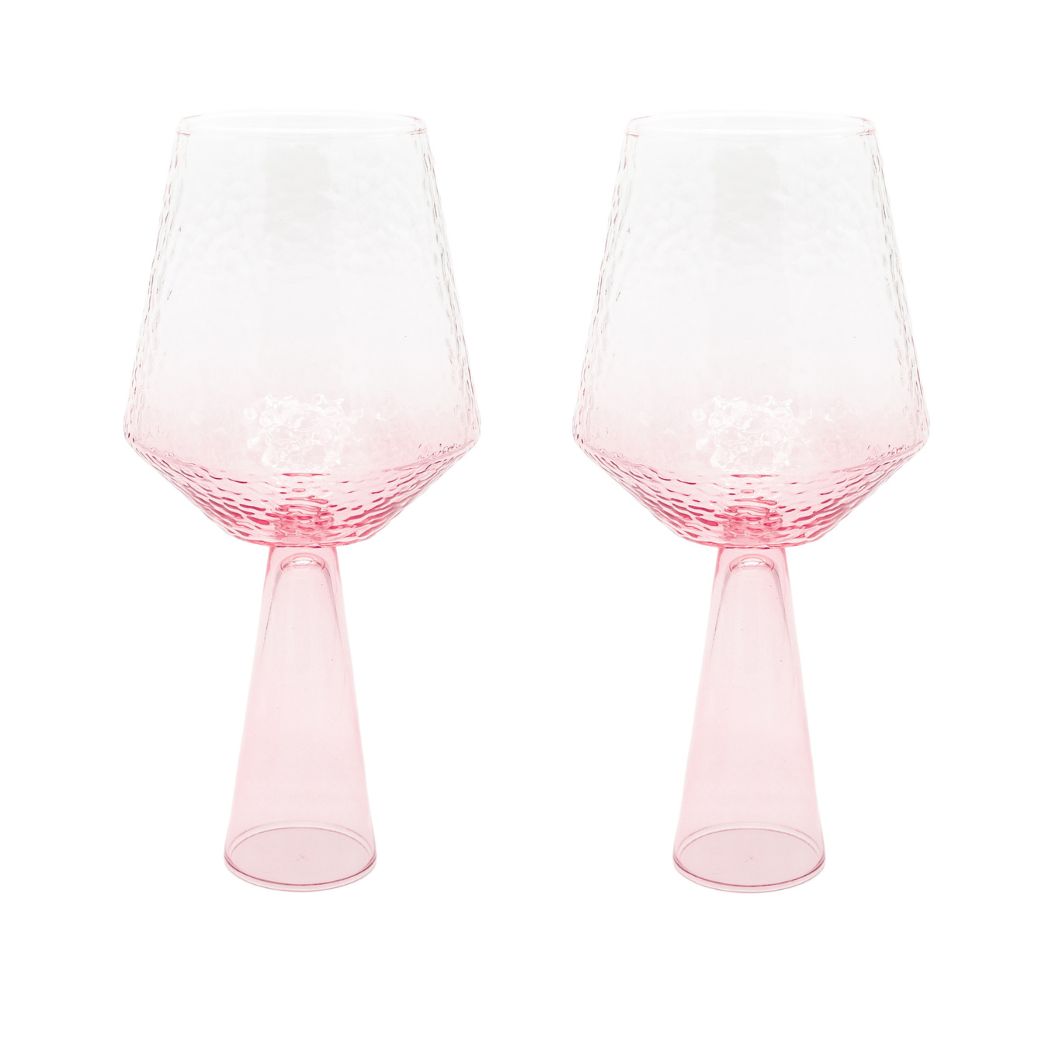 Wine Glass Claude, pink, set of 2