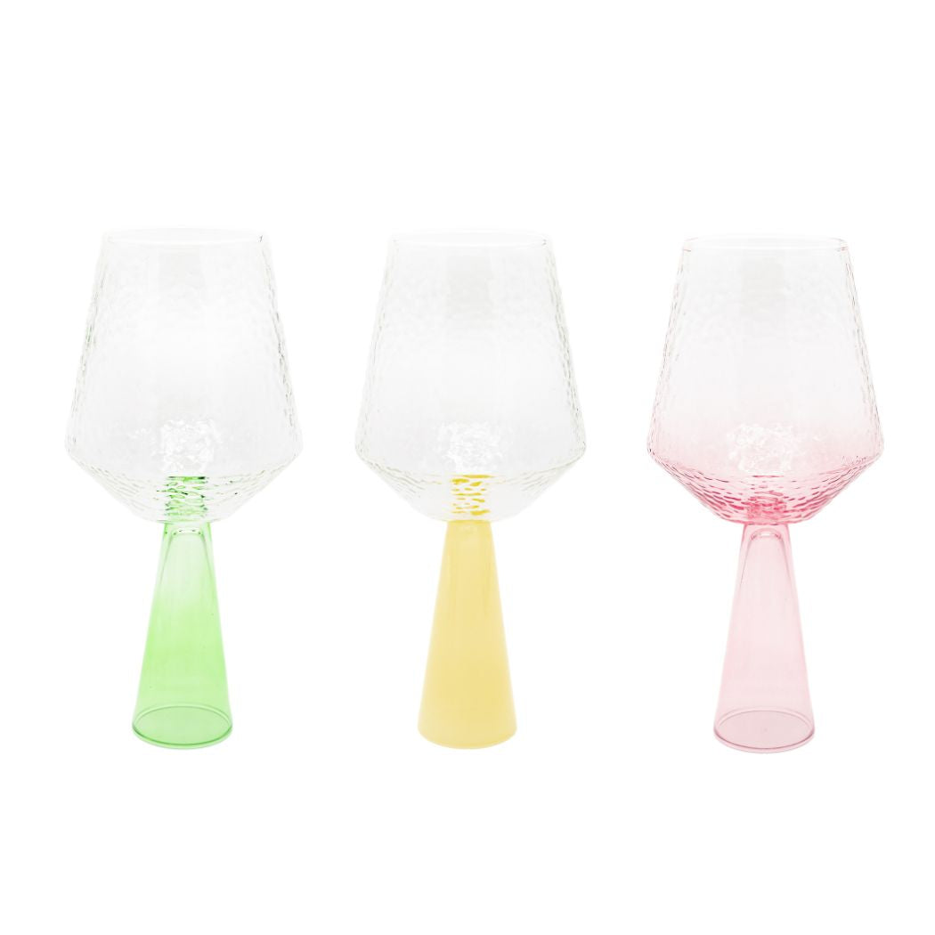 Wine Glass Claude, clear / green, set of 2