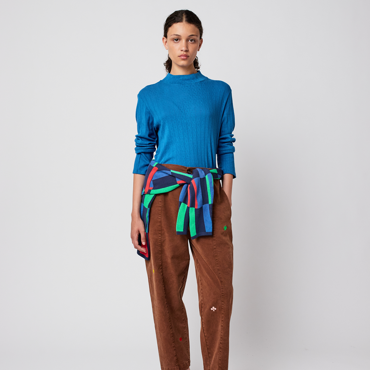 Openwork turtle neck T‑shirt