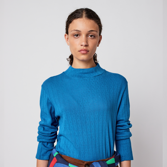 Openwork turtle neck T‑shirt