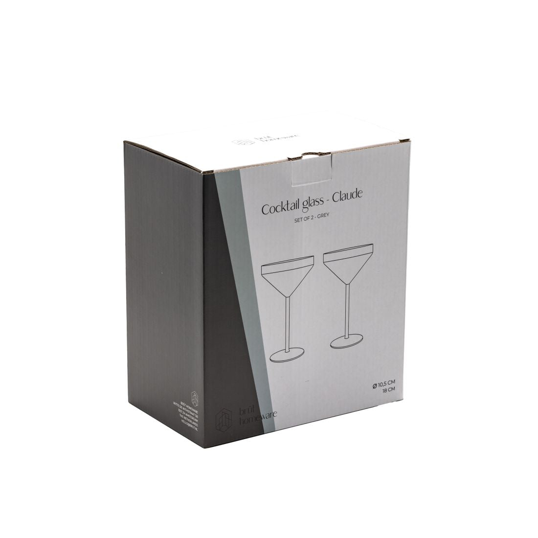 Cocktail glass Claude, grey, set of 2