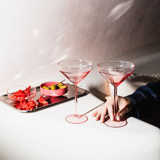 Cocktail glass Claude, pink, set of 2