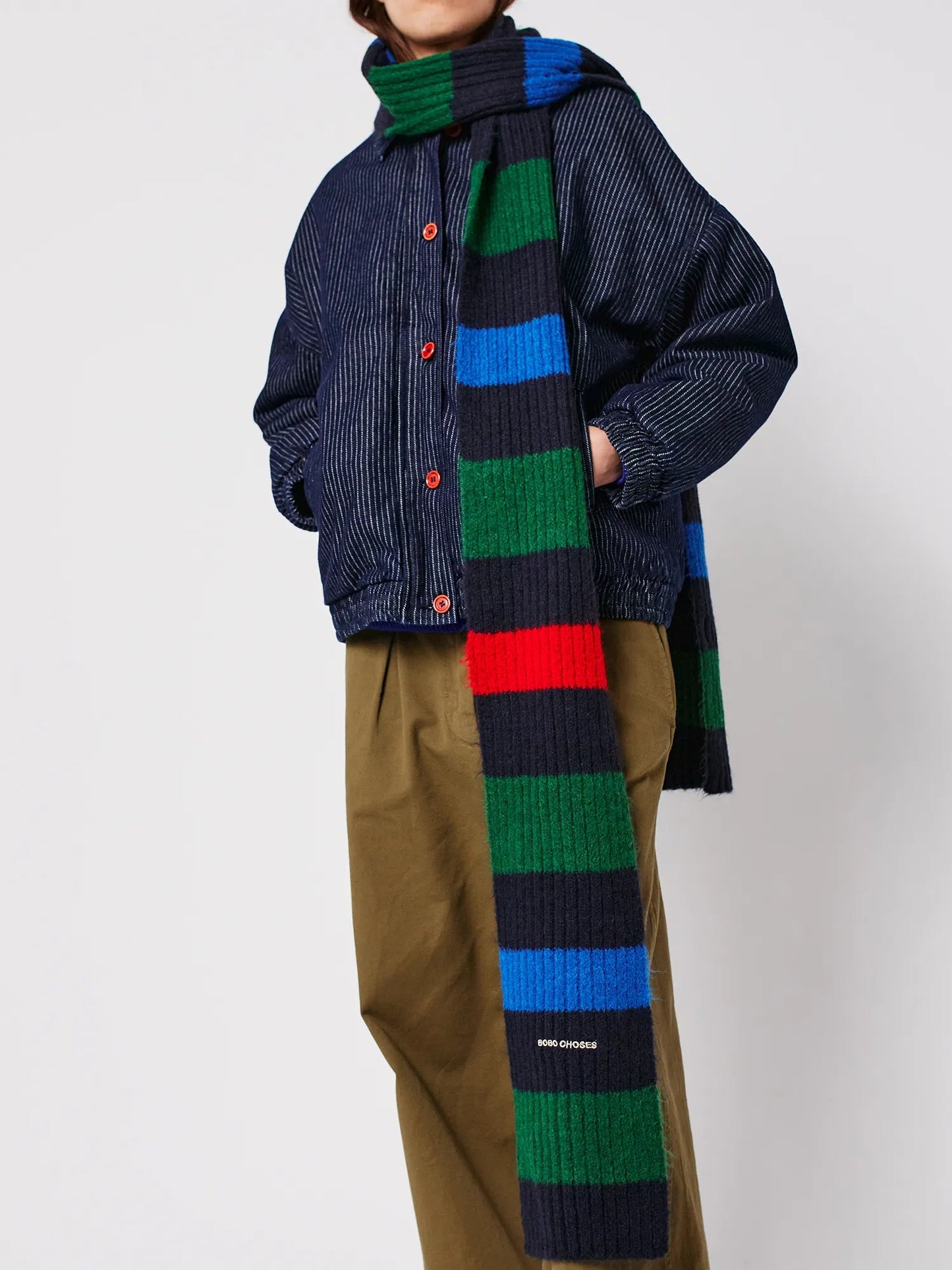 Striped knitted scarf