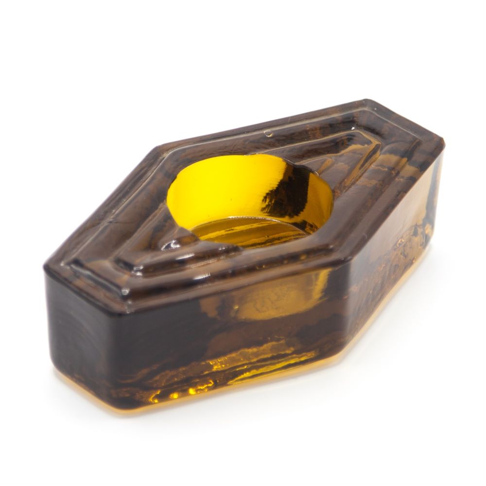 Tea Light Holder, Infinite Hexagon, amber