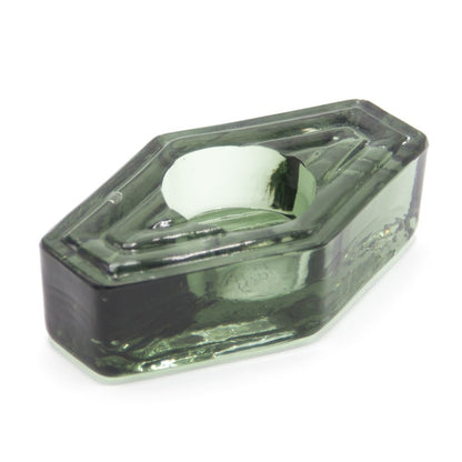 Tea Light Holder, Infinite Hexagon, smokey green