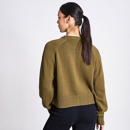 Relaxed crewneck cardigan sivia woody olive